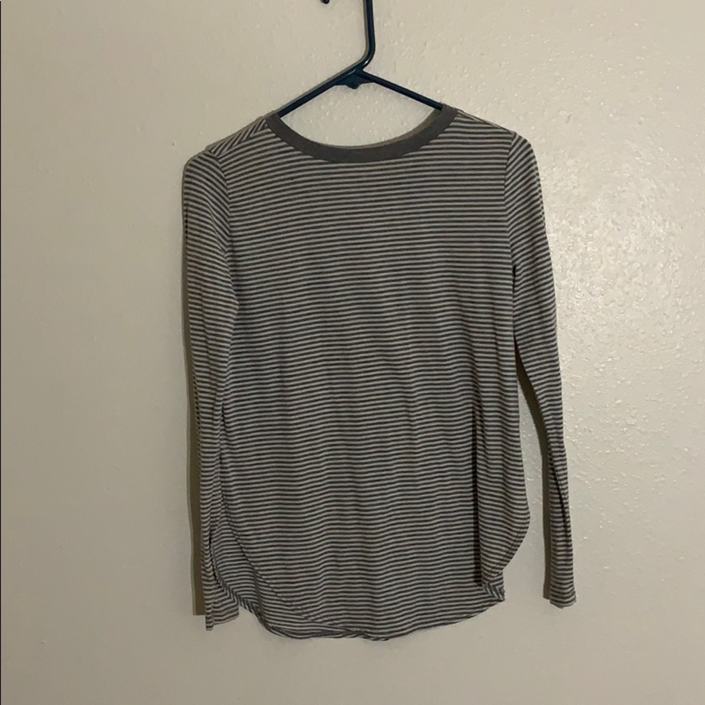stripped grey and white shirt